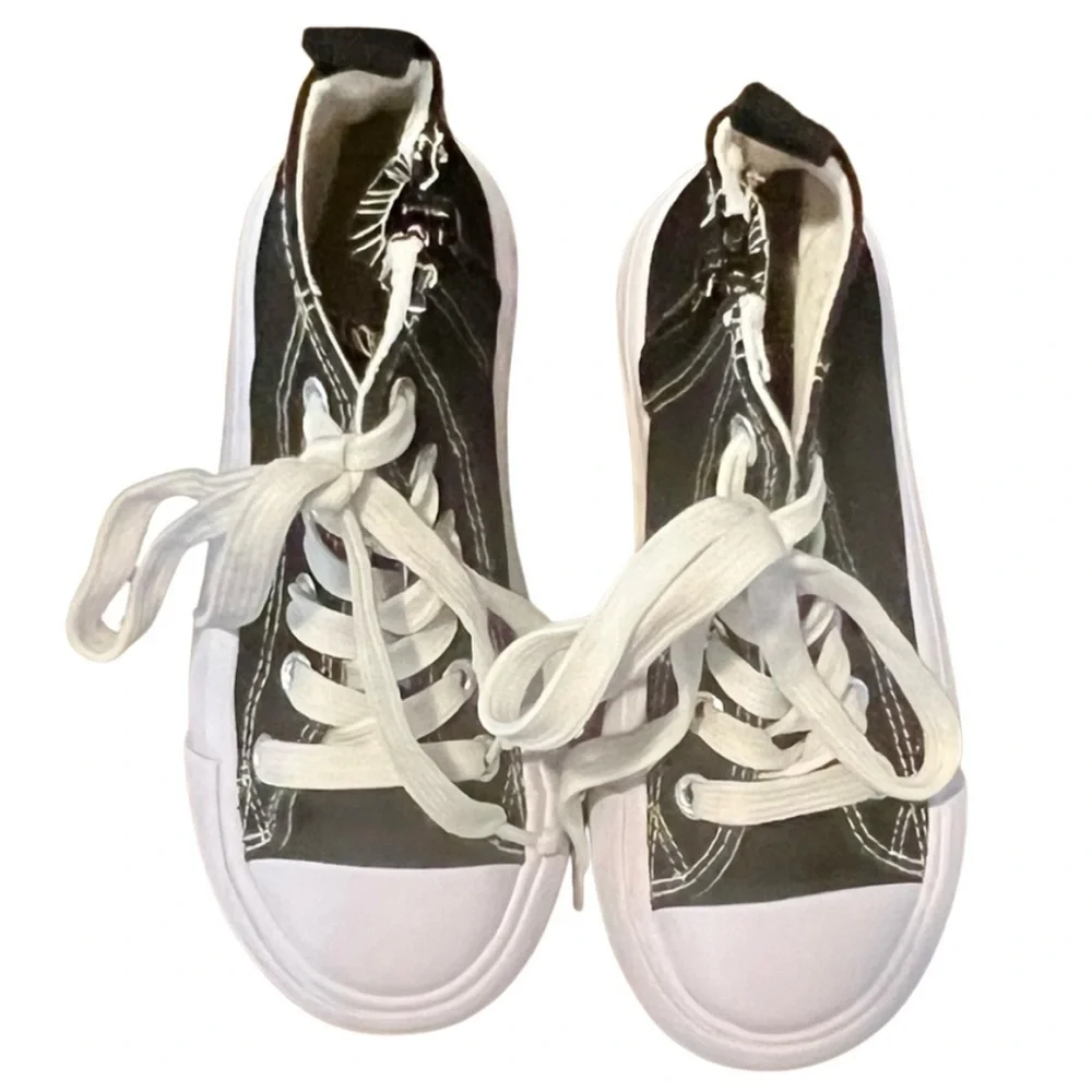 High-Top Canvas Sneakers with White Accents